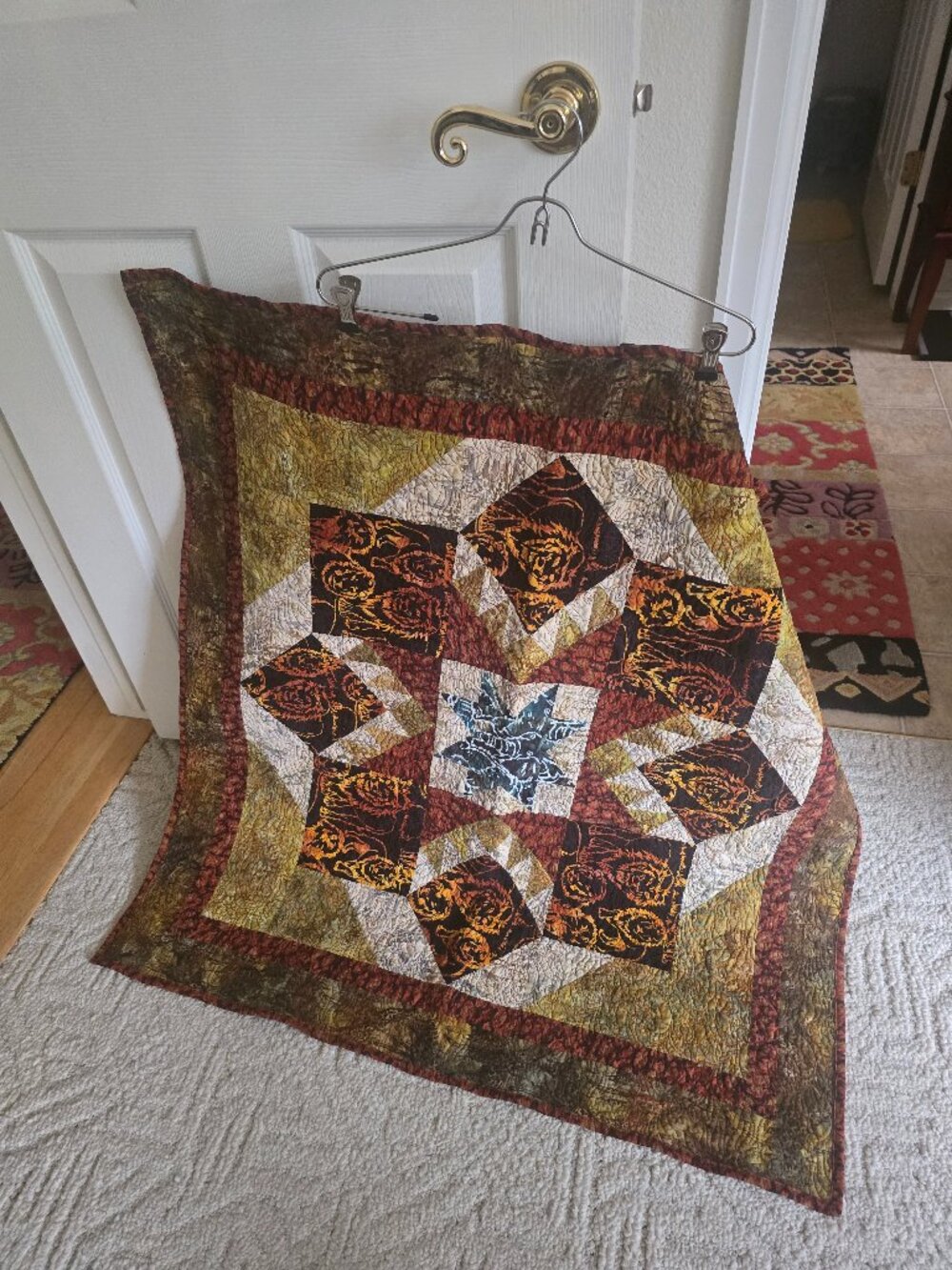Quilted Handmade Earth Tone/Tribal Table Cover